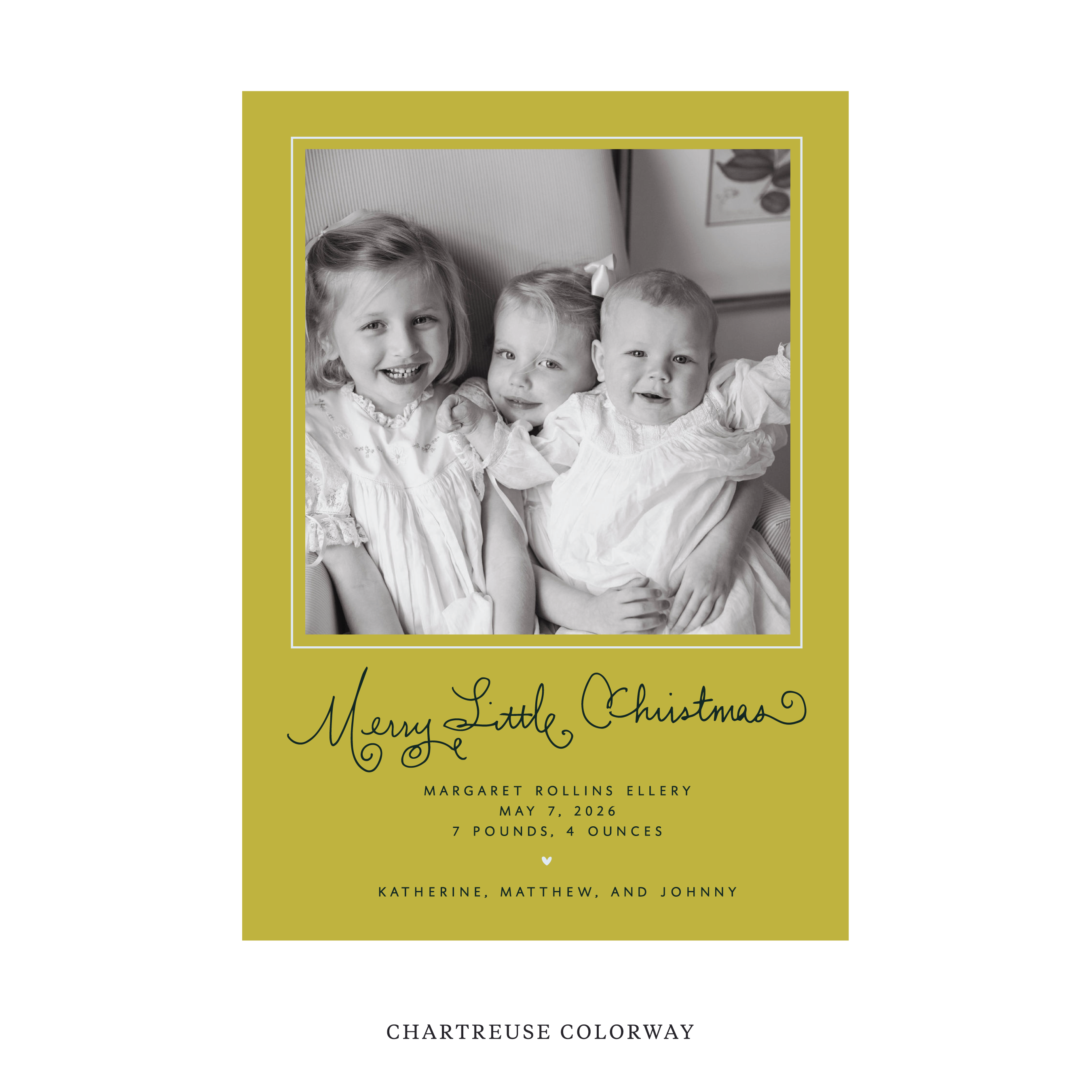 Henley Classic Flat Print Holiday Card, Birth Announcement Large