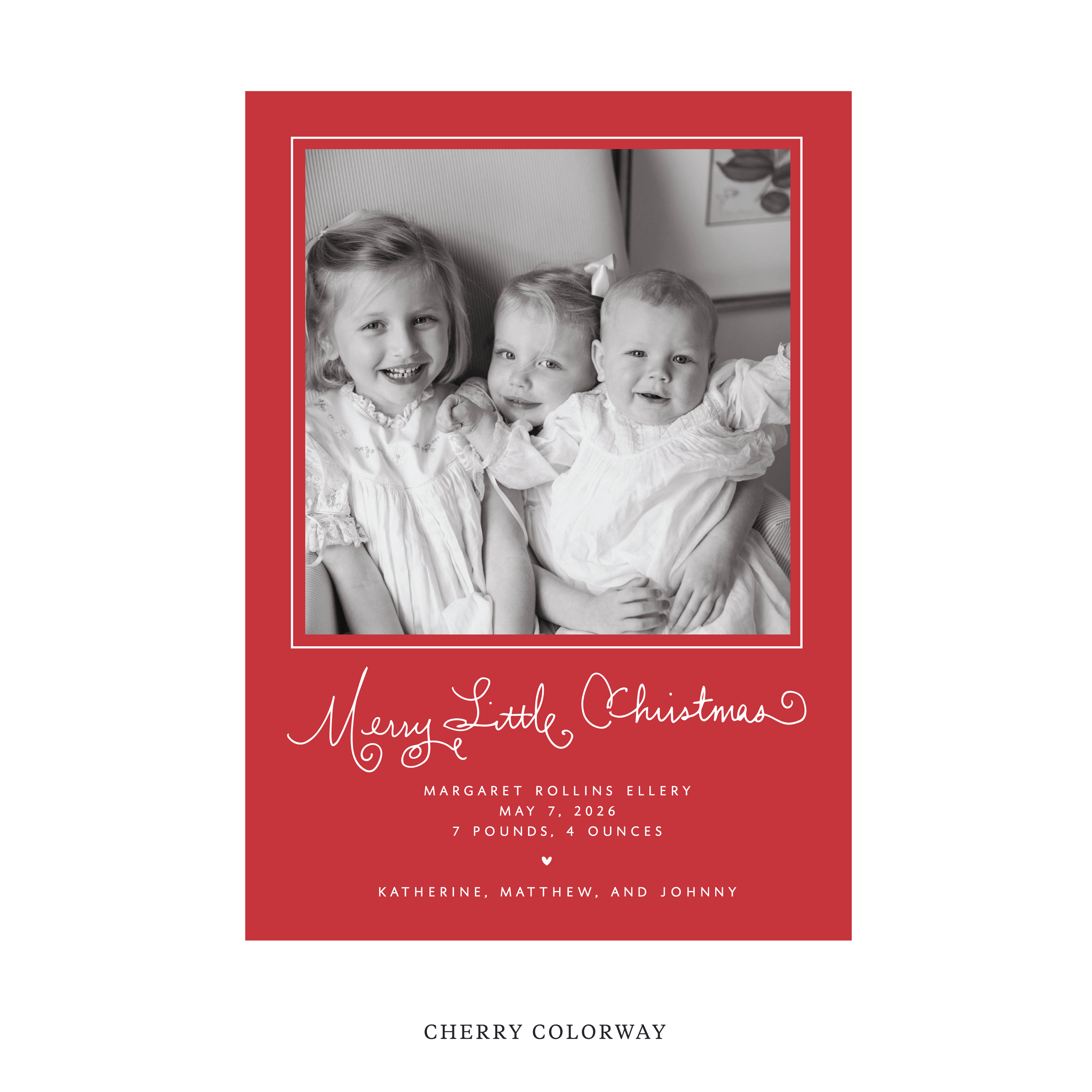 Henley Classic Flat Print Holiday Card, Birth Announcement Large