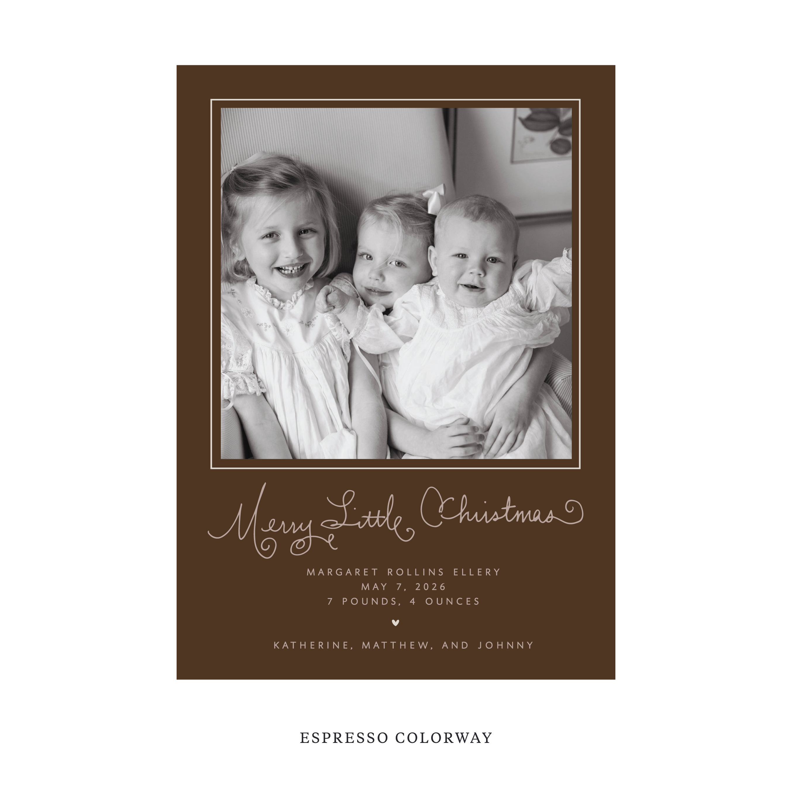 Henley Classic Flat Print Holiday Card, Birth Announcement Large