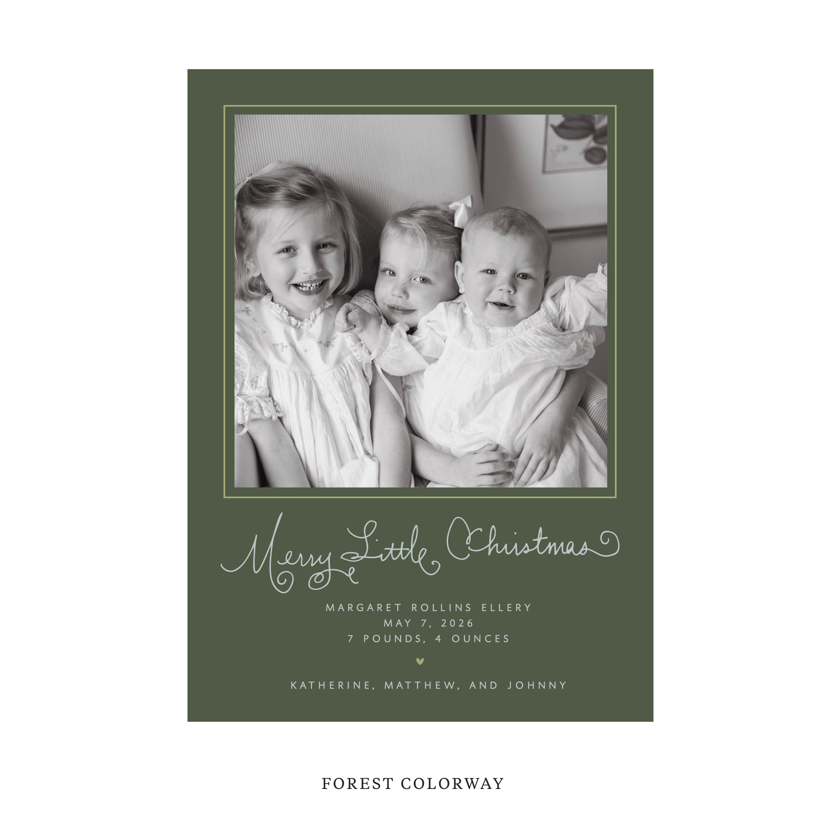 Henley Classic Flat Print Holiday Card, Birth Announcement Large