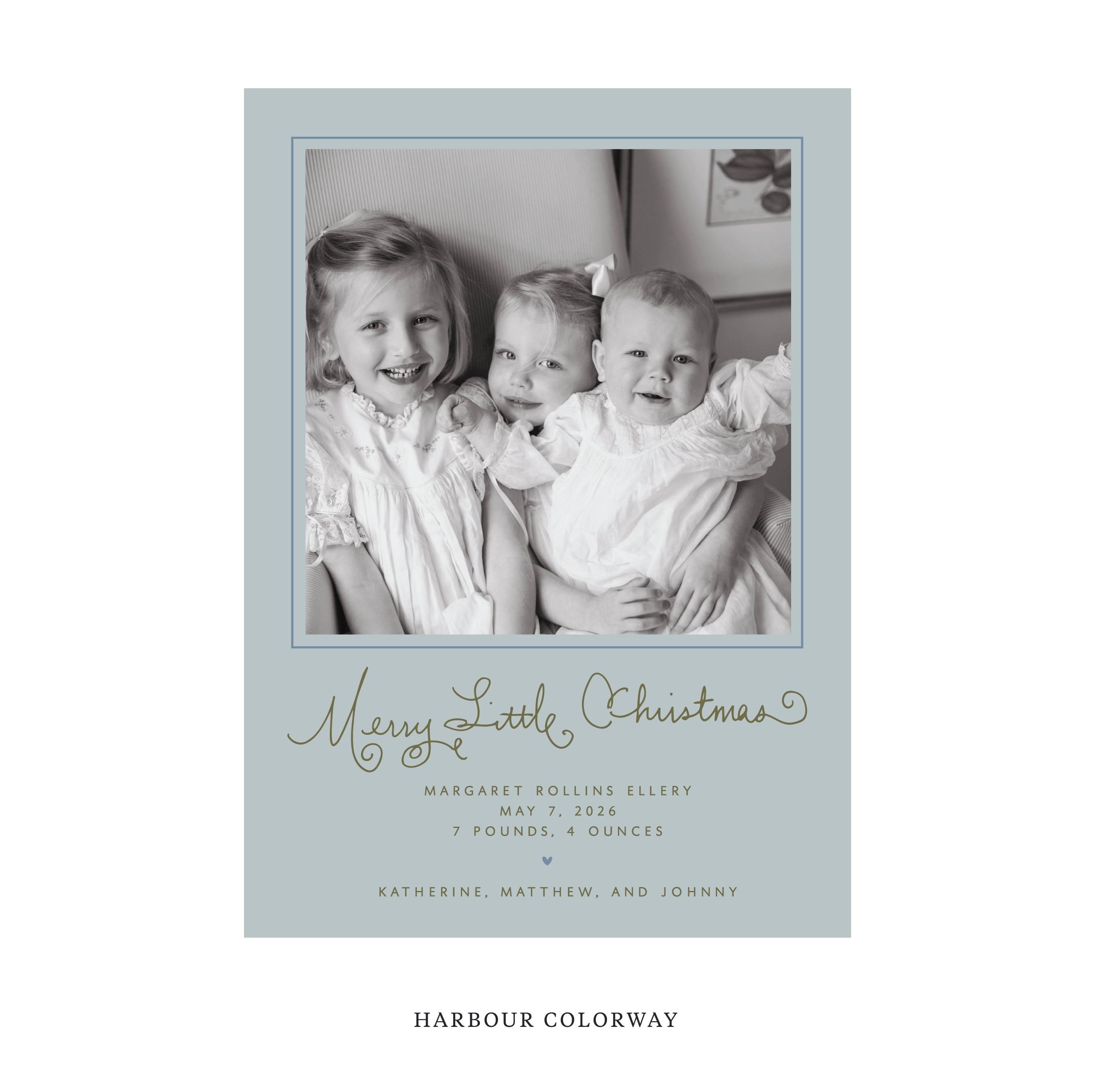 Henley Classic Flat Print Holiday Card, Birth Announcement Large