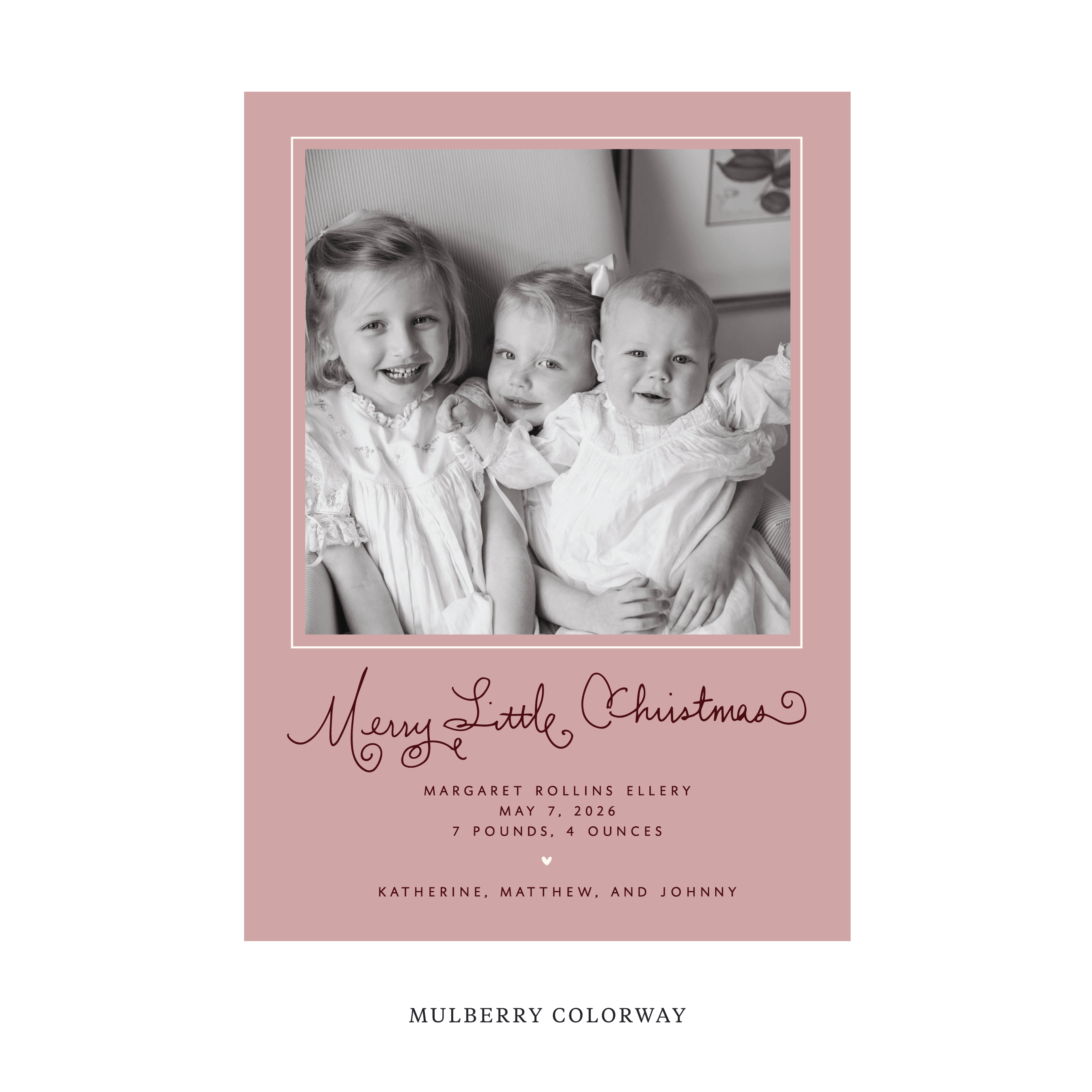 Henley Classic Flat Print Holiday Card, Birth Announcement Large