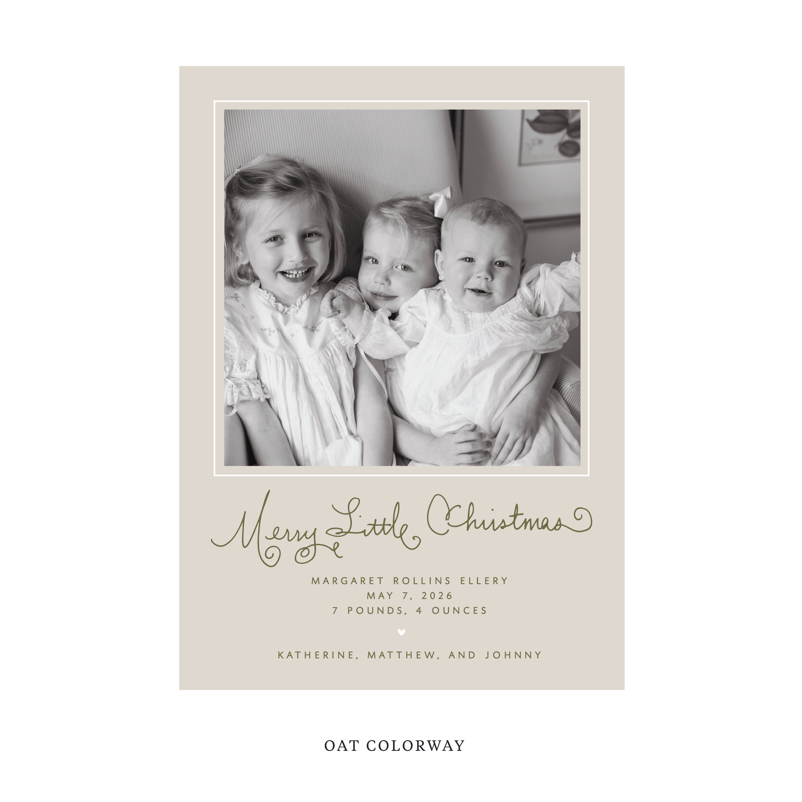 Henley Classic Flat Print Holiday Card, Birth Announcement Large