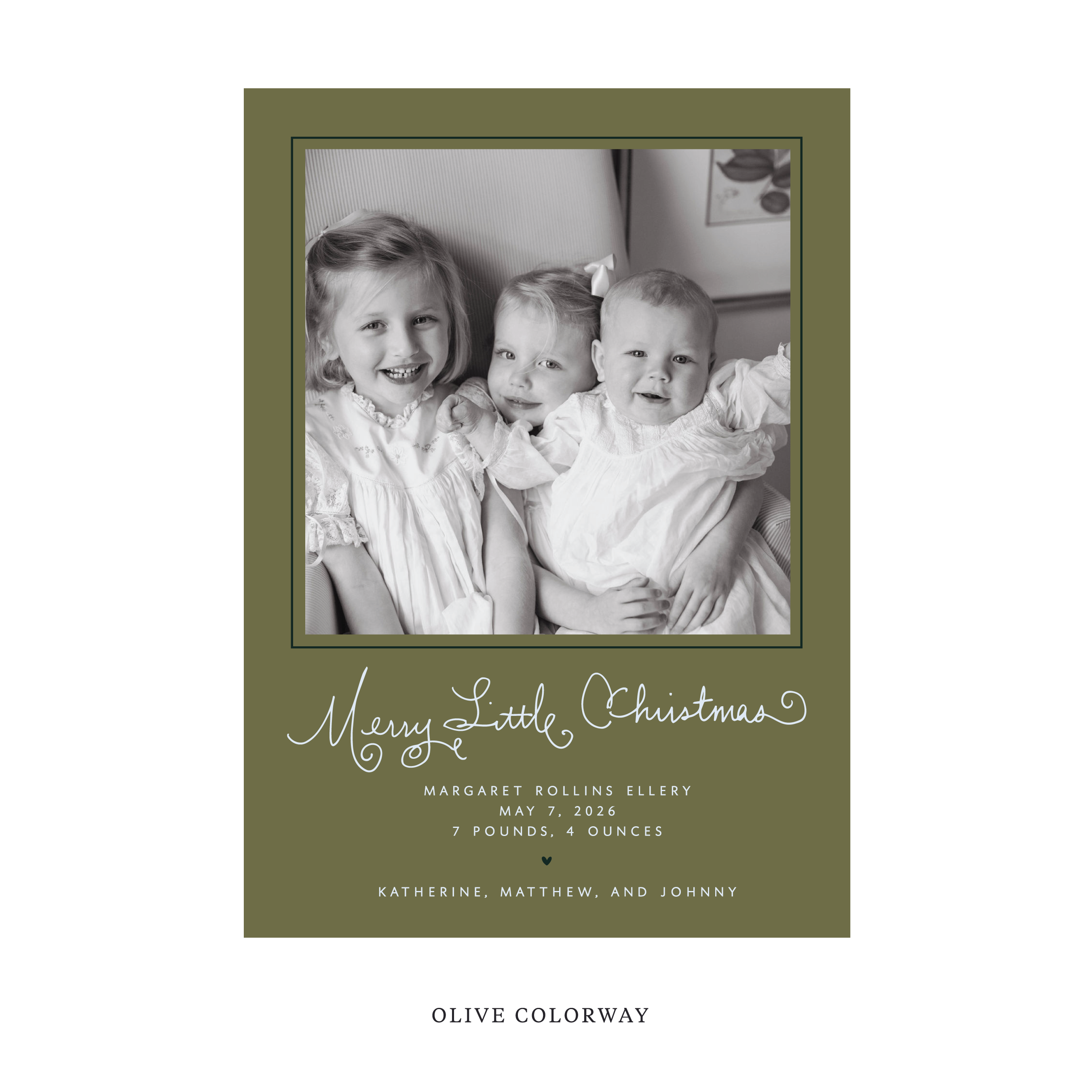 Henley Classic Flat Print Holiday Card, Birth Announcement Large