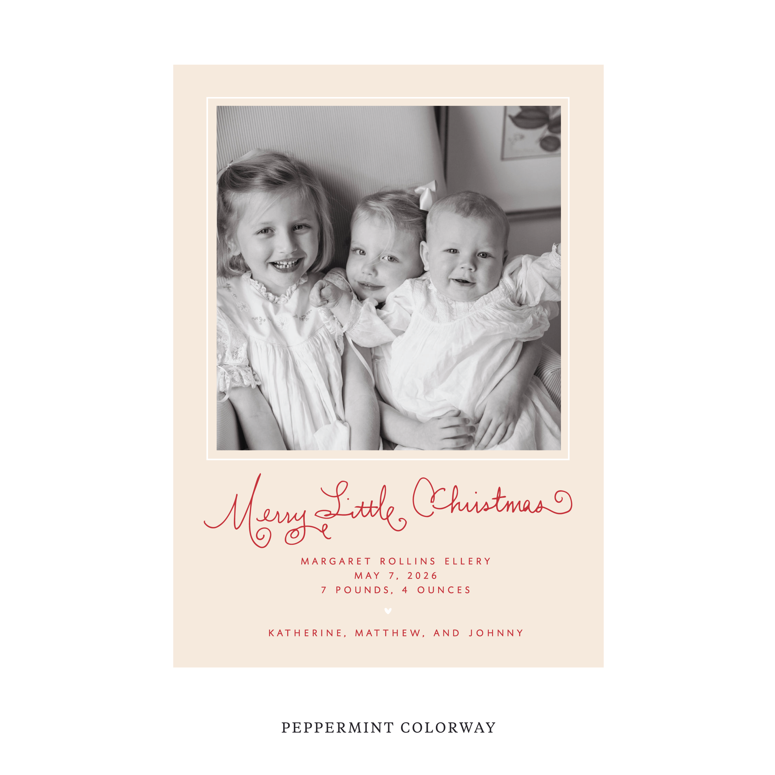 Henley Classic Flat Print Holiday Card, Birth Announcement Large