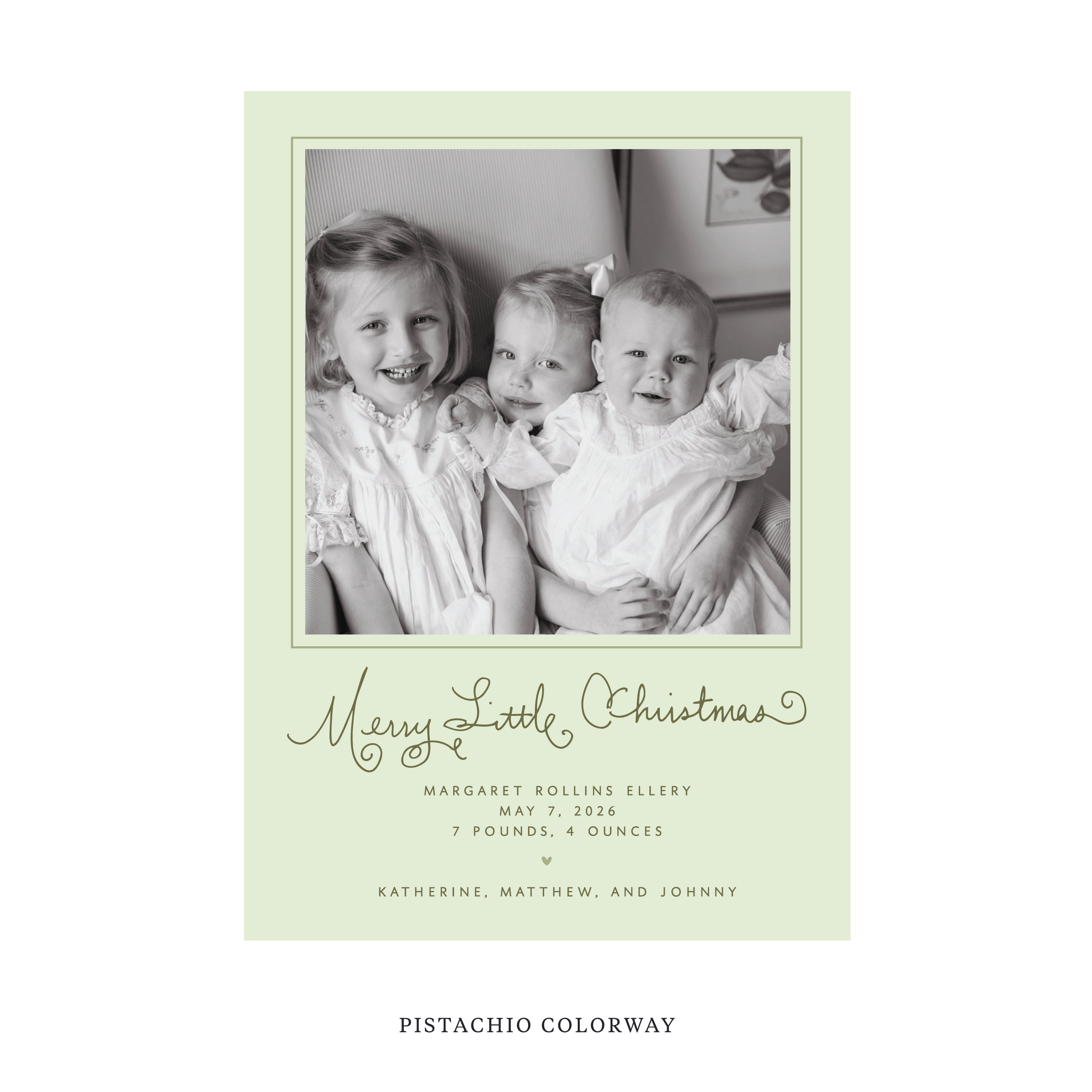 Henley Classic Flat Print Holiday Card, Birth Announcement Large
