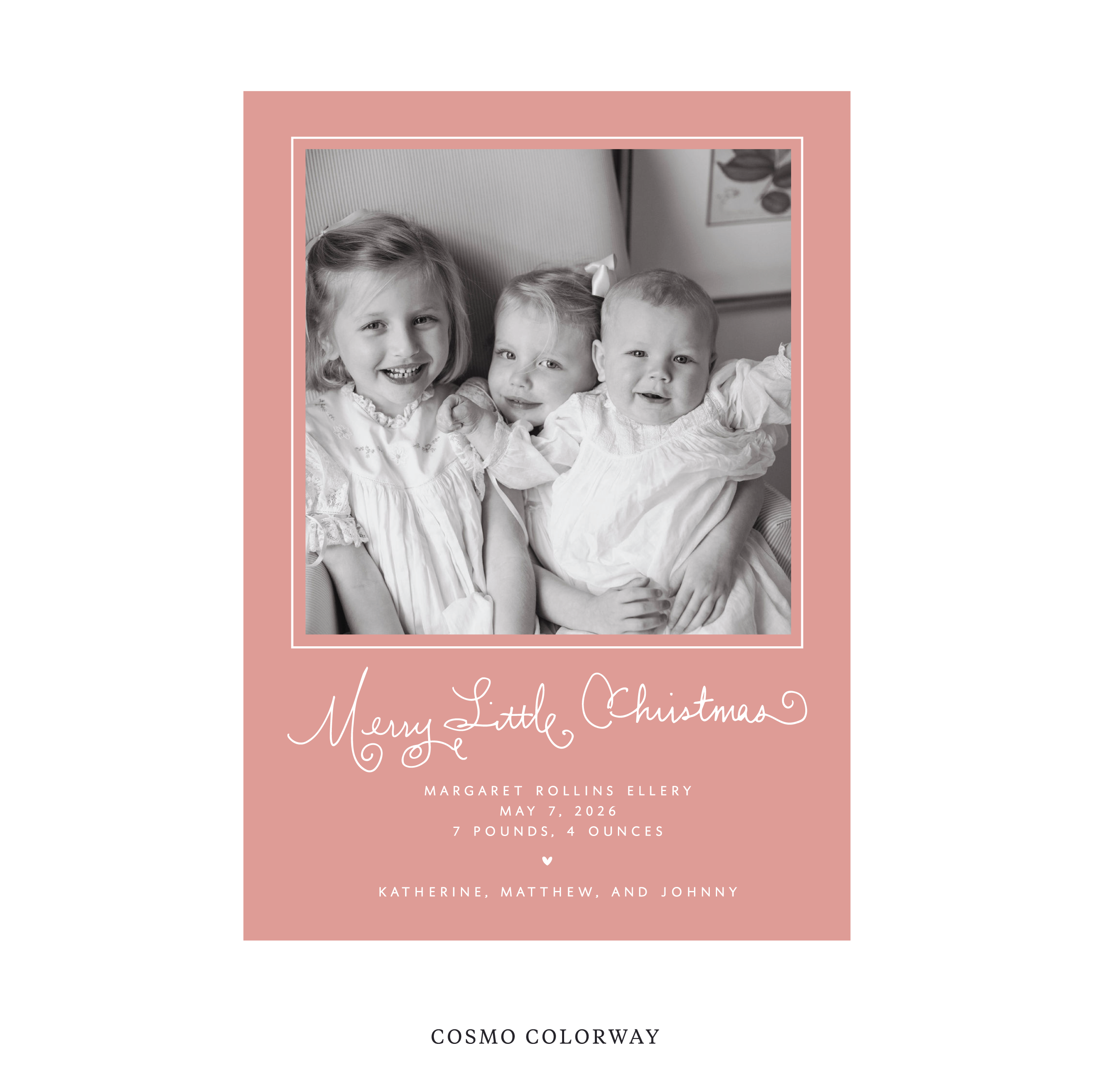 Henley Classic Flat Print Holiday Card, Birth Announcement Large
