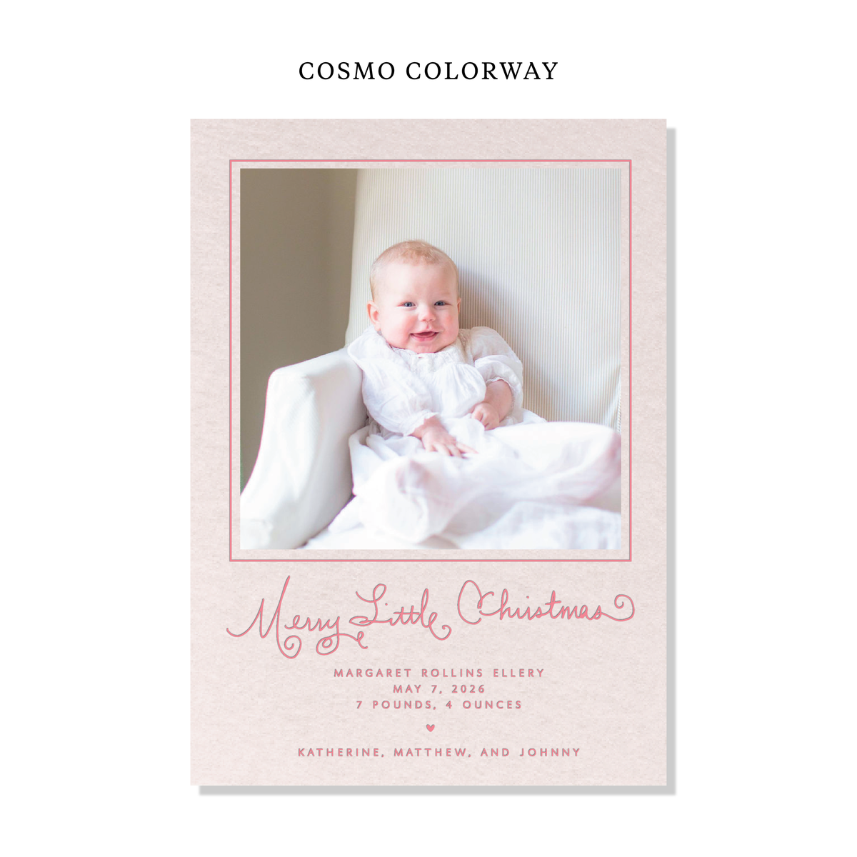 Henley Birth Announcement Letterpress Holiday Card, Large (Colored Paper)