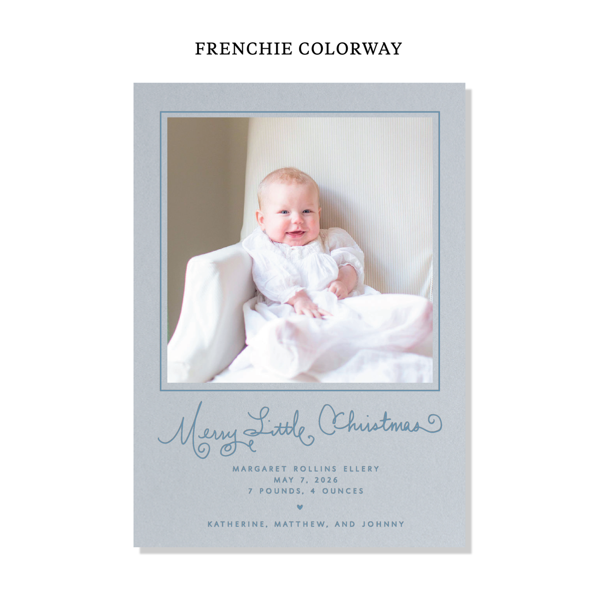 Henley Birth Announcement Letterpress Holiday Card, Large (Colored Paper)