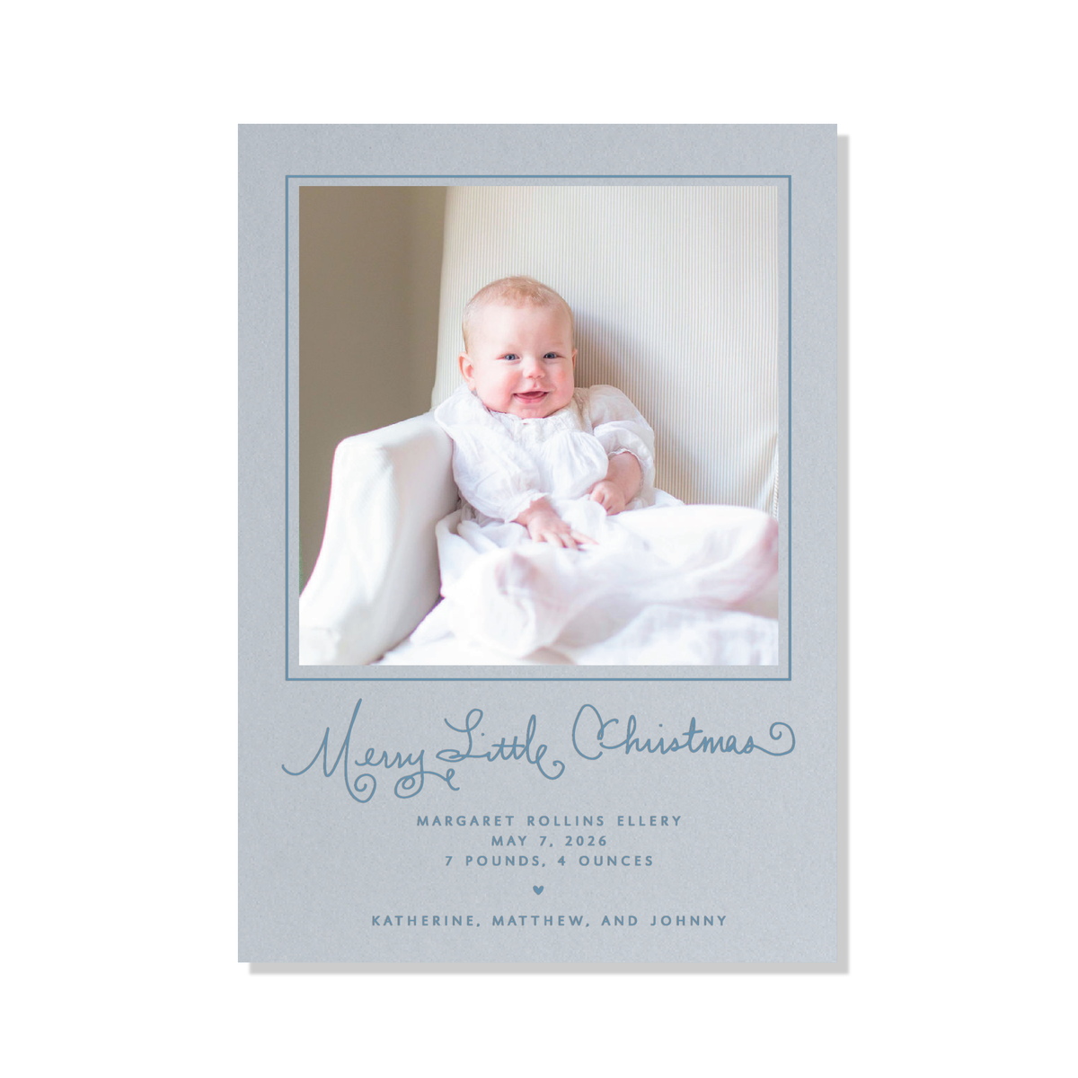 Henley Birth Announcement Letterpress Holiday Card, Large (Colored Paper)