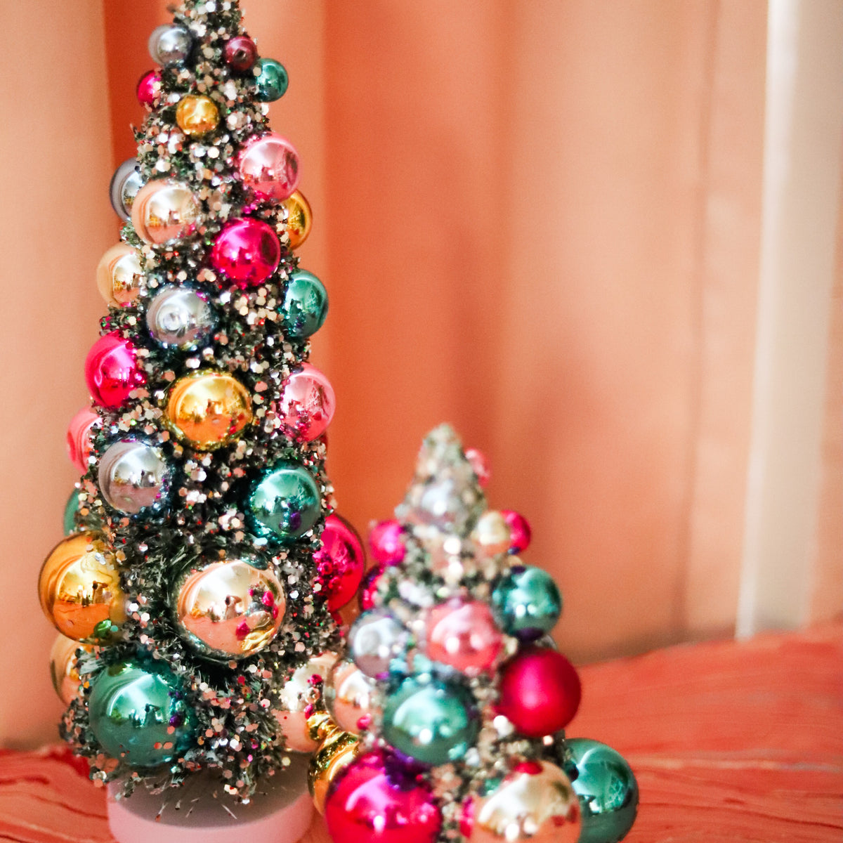 Jewel Box Bottle Brush Christmas Trees