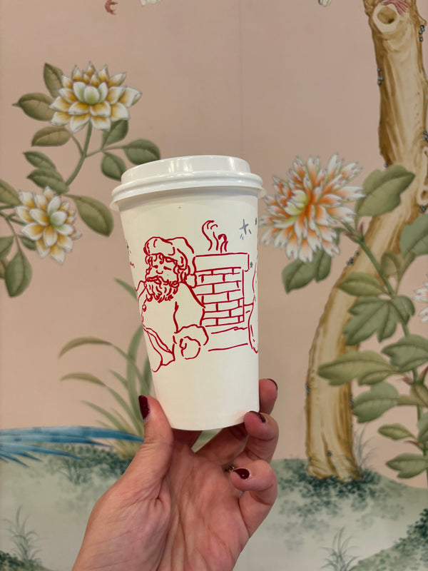 Sleeve of 10 Santa Coffee Cups and Lids