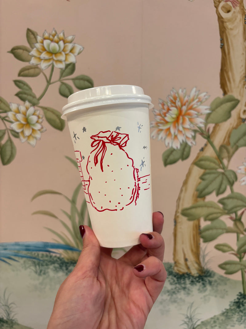 Sleeve of 10 Santa Coffee Cups and Lids