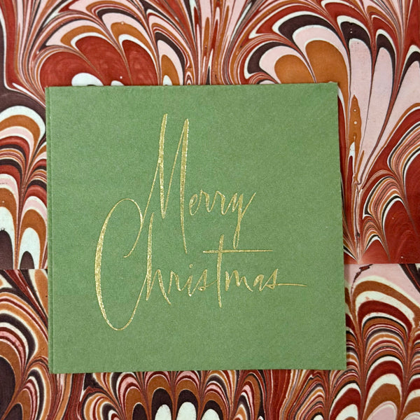 Merry Christmas Green Petite Napkins