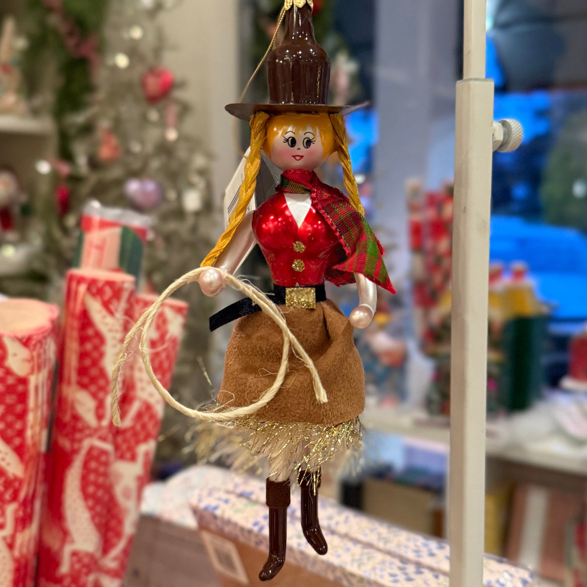 Lone Star Cowgirl Italian Glass Ornament