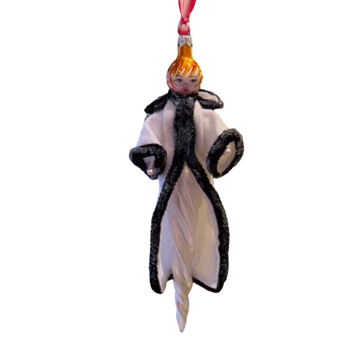 Black Tie Lady Icicle Italian Glass Ornament