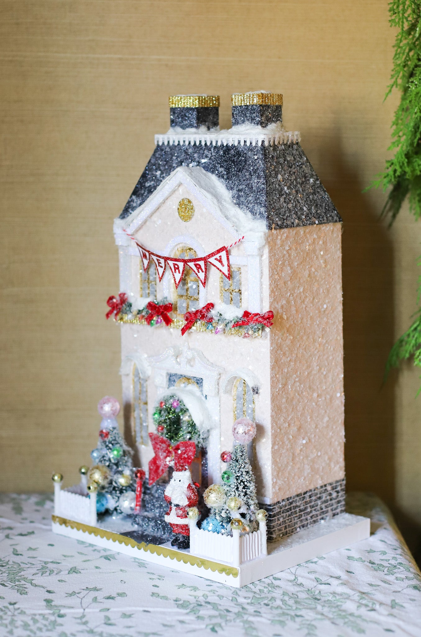 Large Santa Manor Glitter Christmas House
