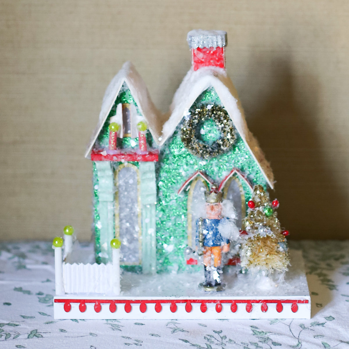 Small Nutcracker Cottage Glitter House
