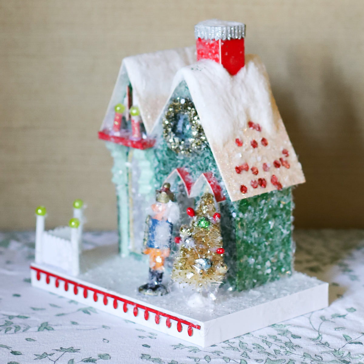 Small Nutcracker Cottage Glitter House