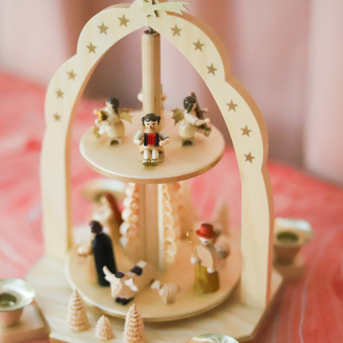 Angels Over Bethlehem German Christmas Pyramid, 11.75"