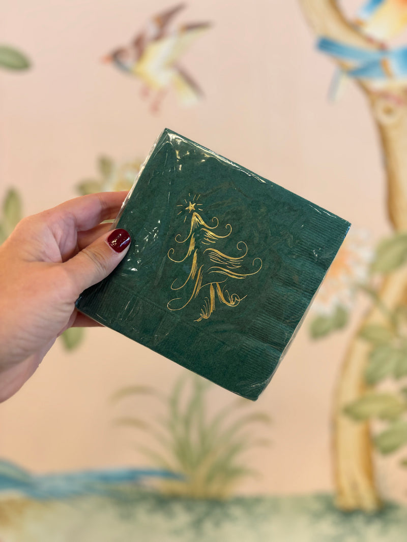 Whimsy Tree - Forest Green 3-ply cocktail napkins