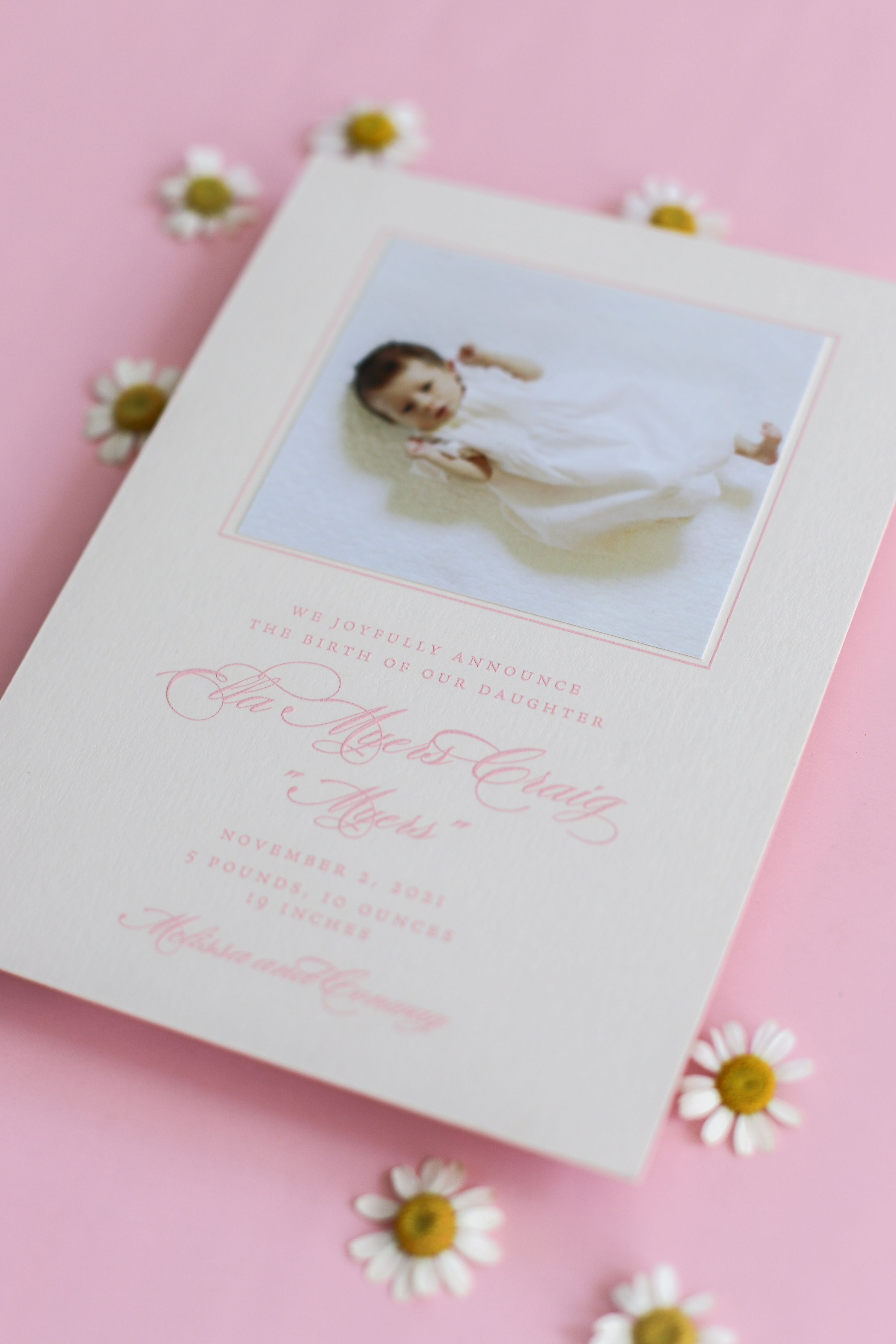 Myers Engraved Birth Announcement