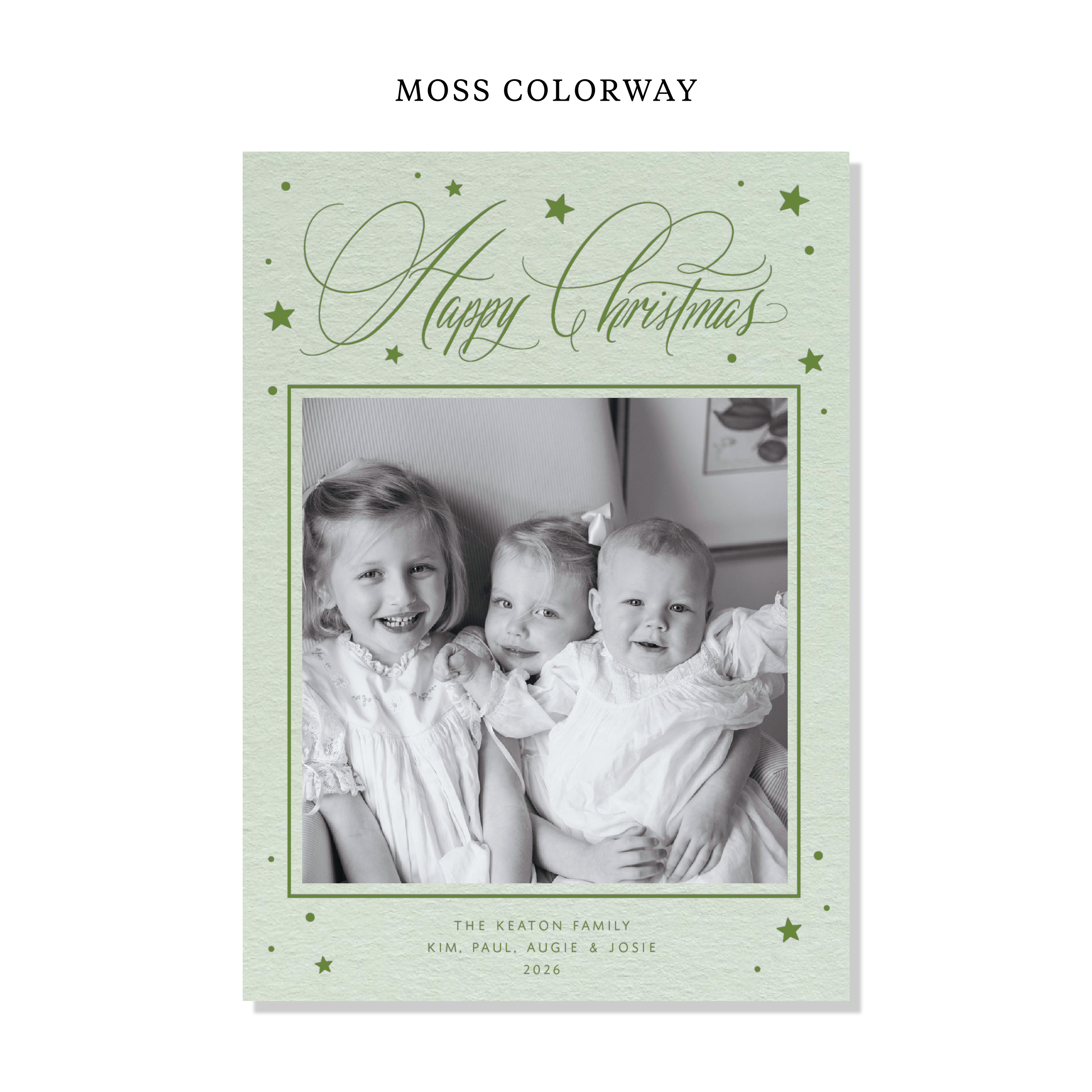 Keaton Letterpress Holiday Card, Large (Colored Paper)