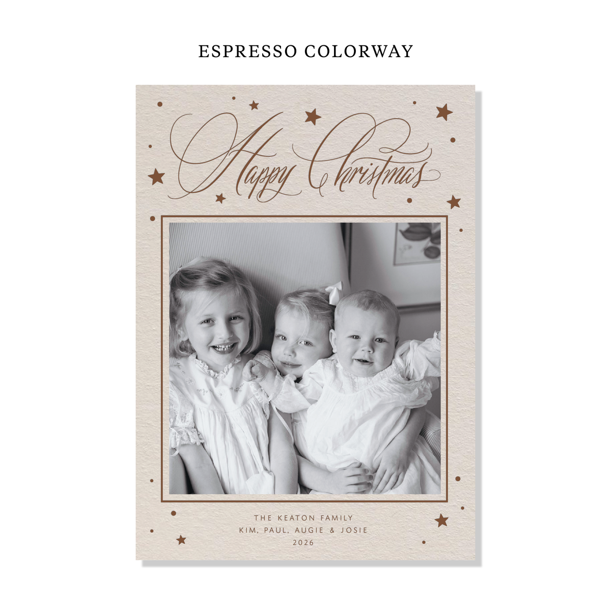 Keaton Letterpress Holiday Card, Large (Colored Paper)
