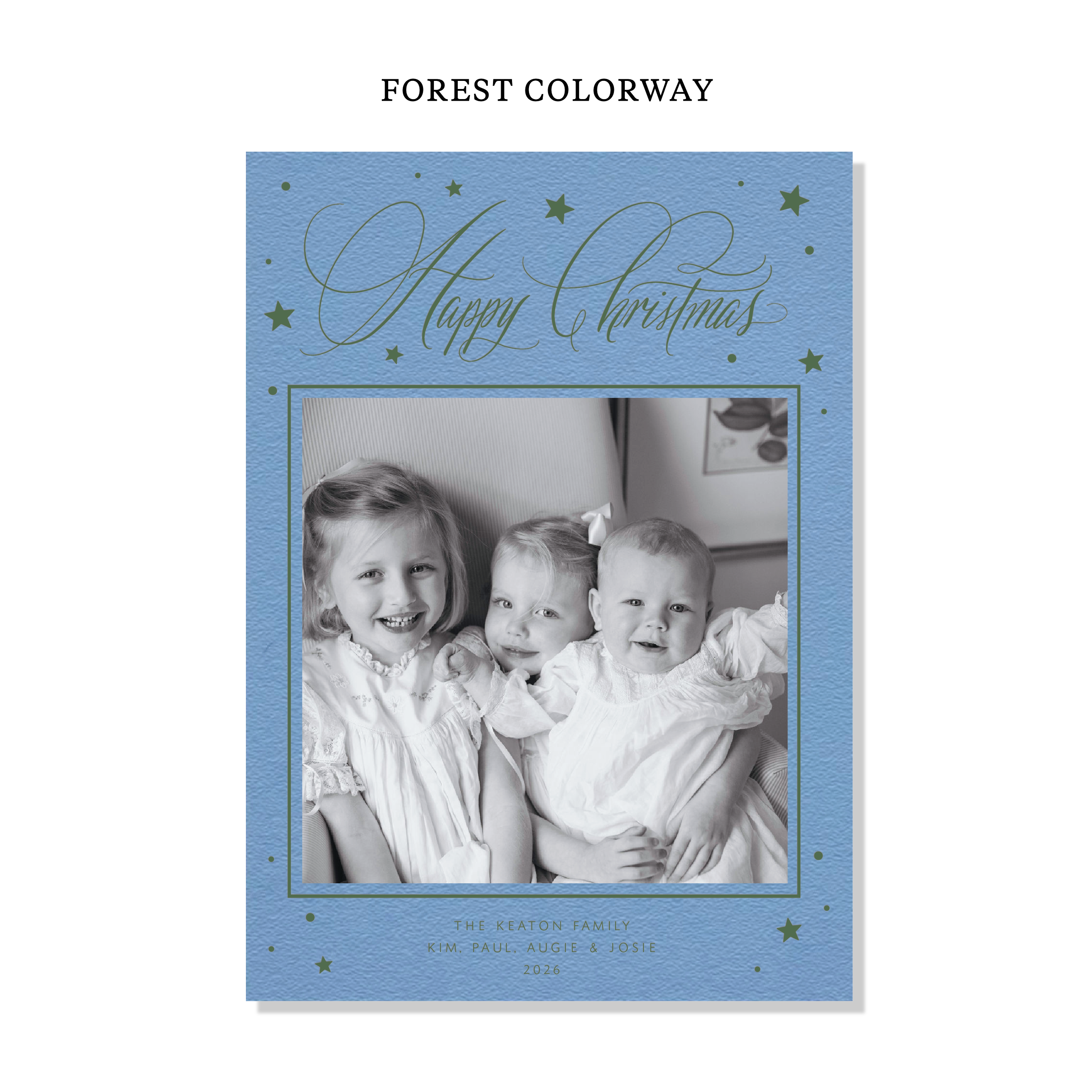 Keaton Letterpress Holiday Card, Large (Colored Paper)