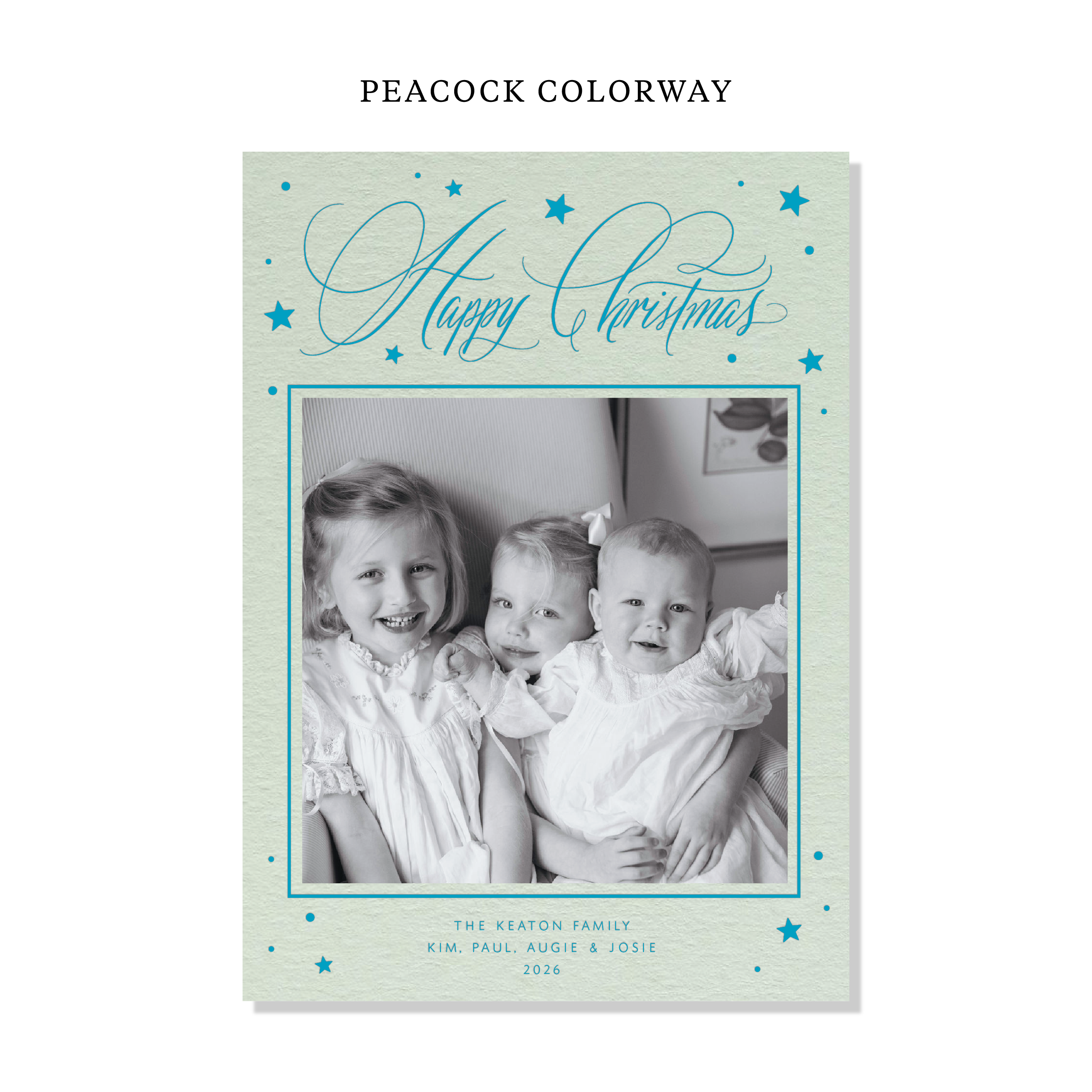 Keaton Letterpress Holiday Card, Large (Colored Paper)
