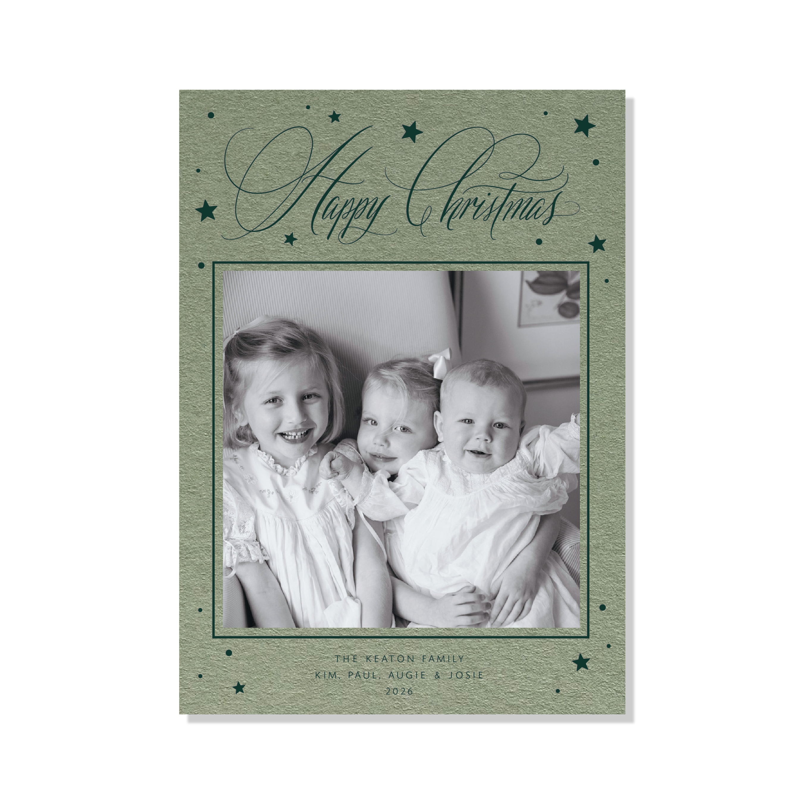 Keaton Letterpress Holiday Card, Large (Colored Paper)