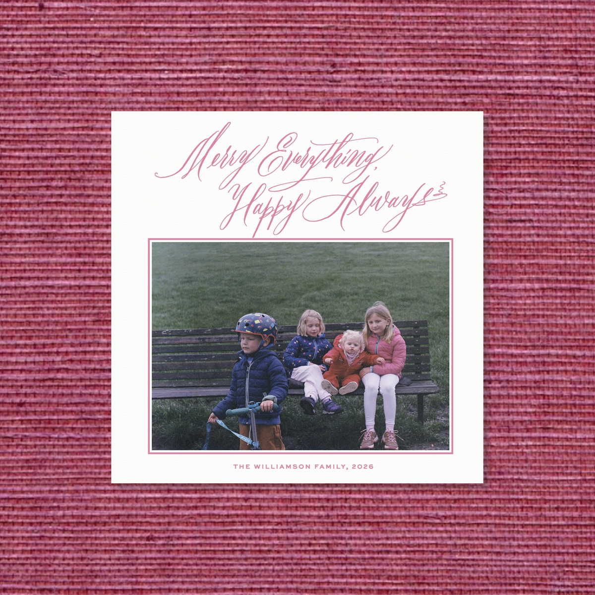 Kingsley Letterpress Holiday Card, Small Square (White Paper)