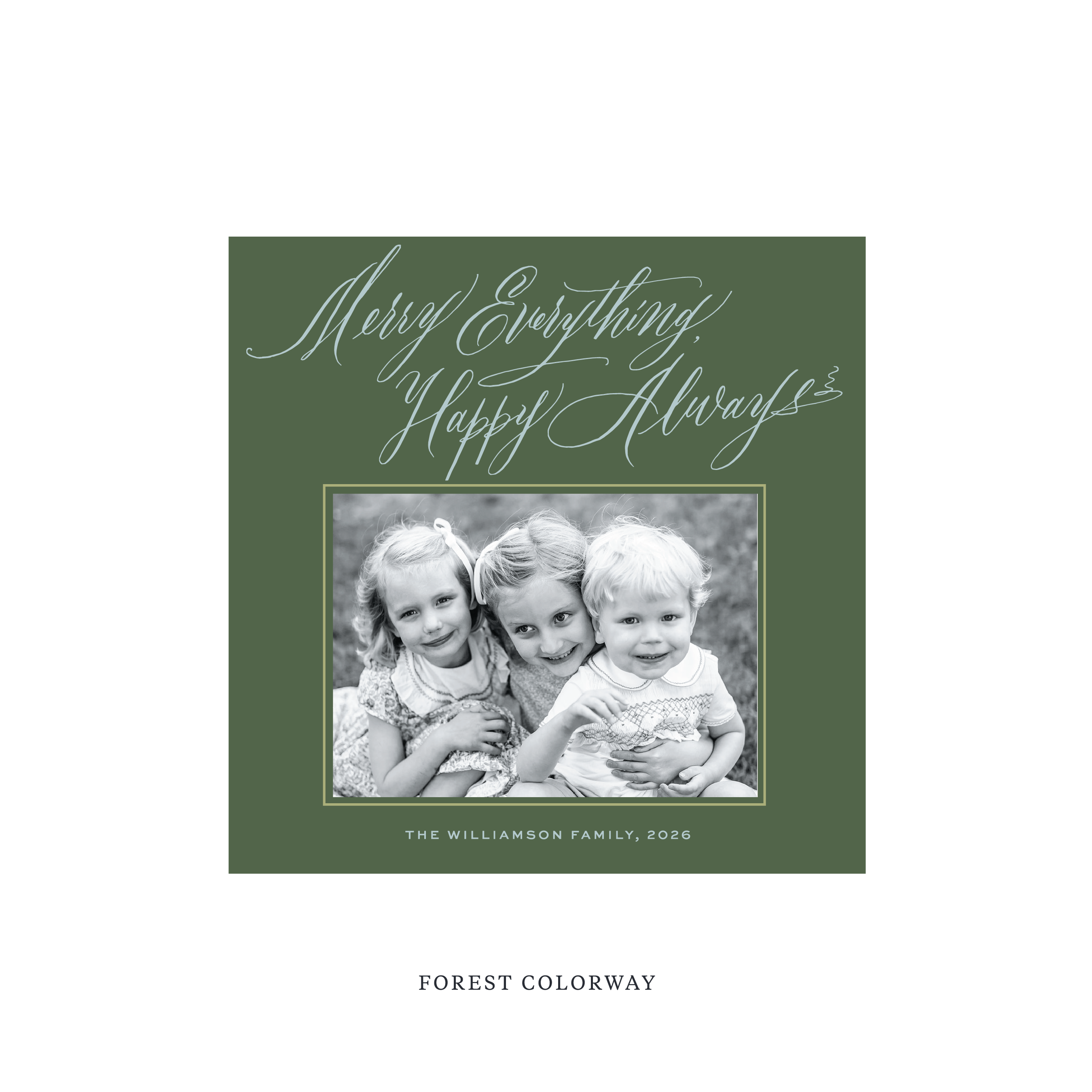 Kingsley Classic Flat Print Holiday Card, Square