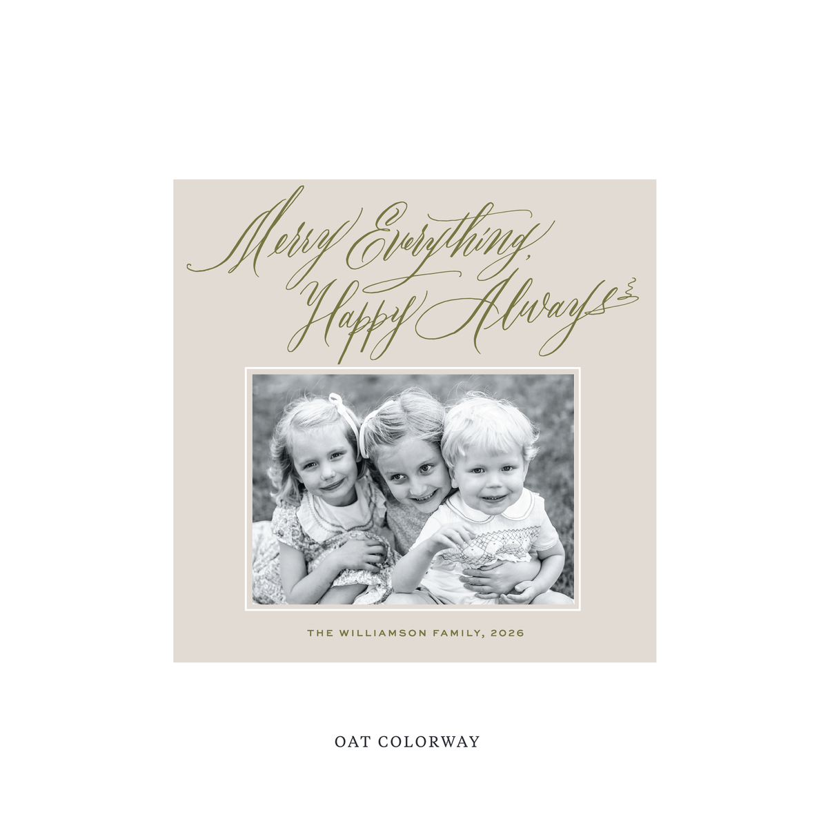 Kingsley Classic Flat Print Holiday Card, Square