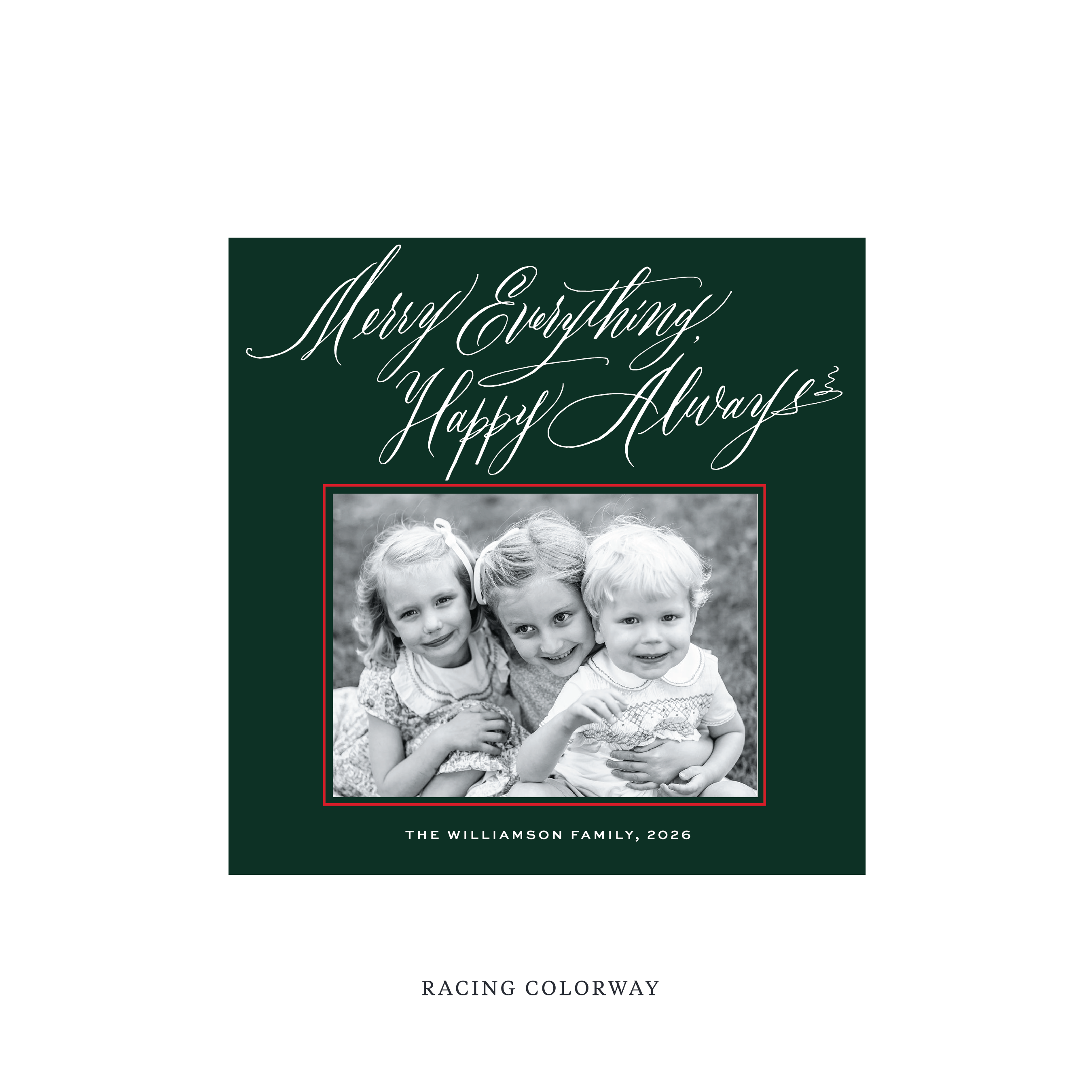 Kingsley Classic Flat Print Holiday Card, Square