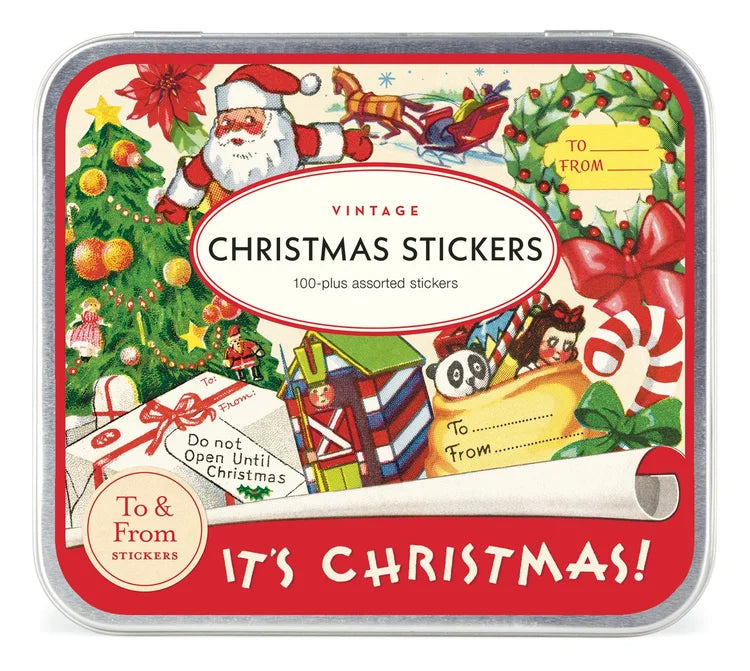 Vintage Christmas Stickers Tin