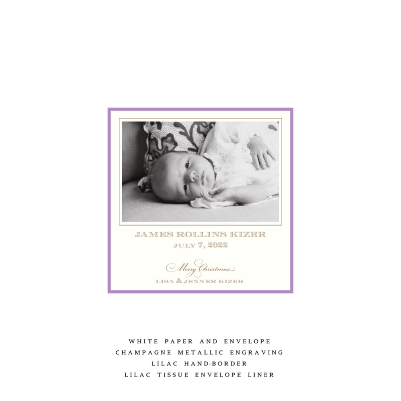 Laurel Petite Square Luxe Birth Announcement Holiday Card I