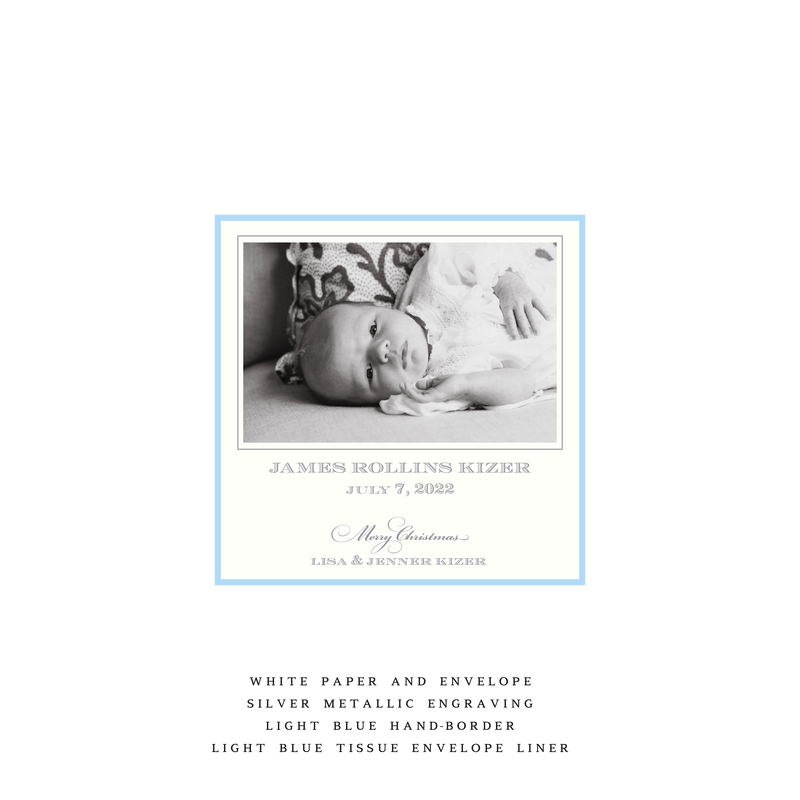 Laurel Petite Square Luxe Birth Announcement Holiday Card I