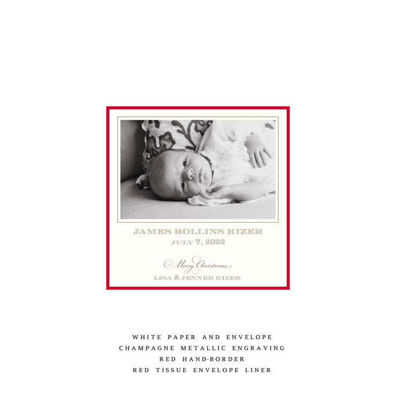 Laurel Petite Square Luxe Birth Announcement Holiday Card I
