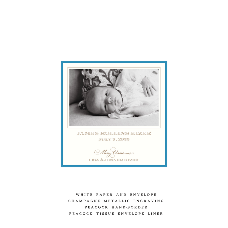 Laurel Petite Square Luxe Birth Announcement Holiday Card I