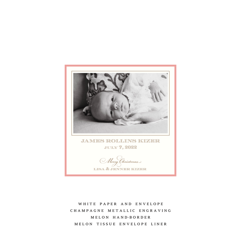 Laurel Petite Square Luxe Birth Announcement Holiday Card I