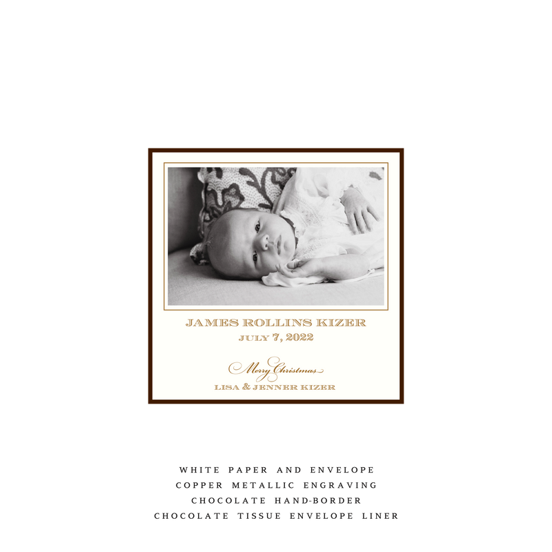 Laurel Petite Square Luxe Birth Announcement Holiday Card I