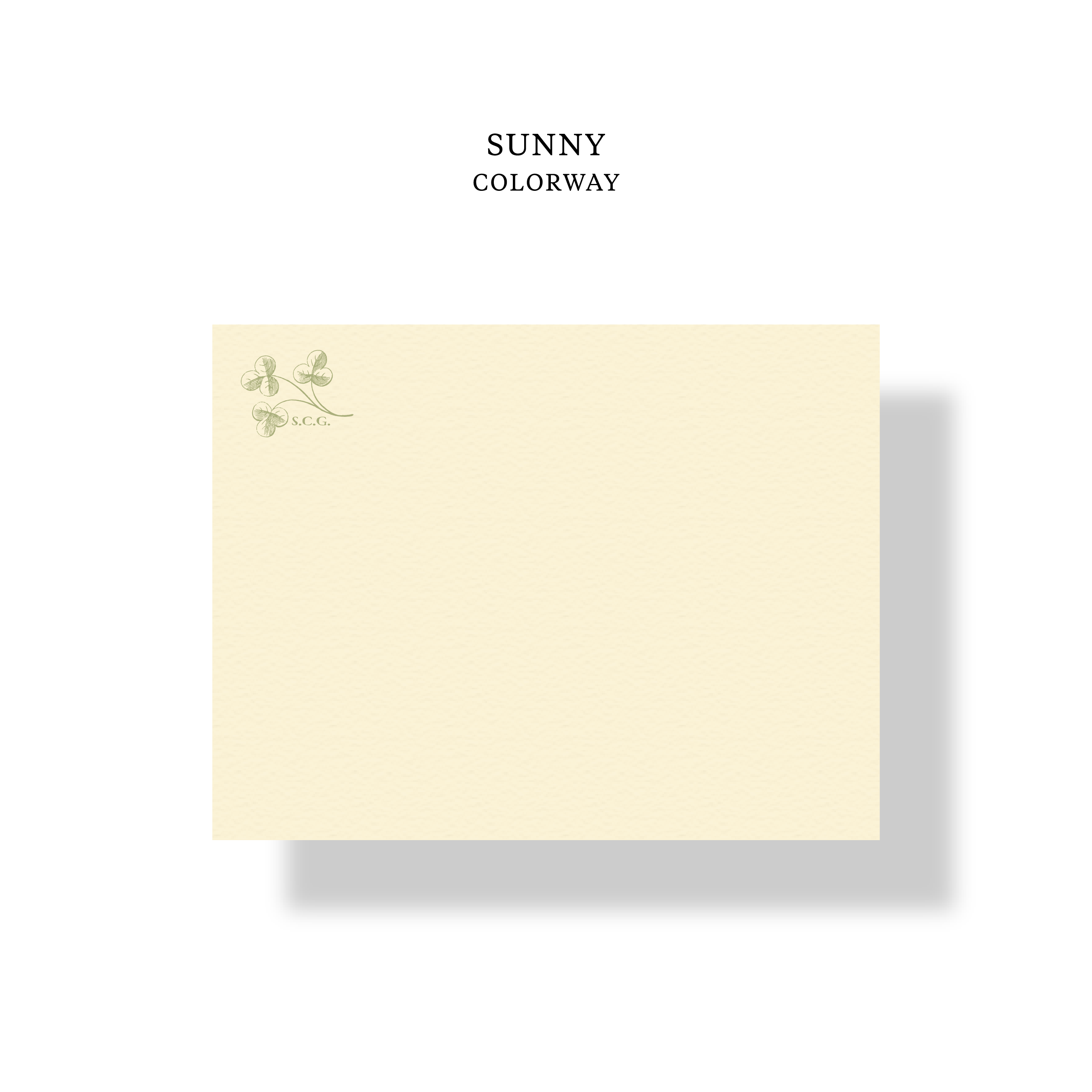 Personalized letterpress stationery featuring hand-drawn clover