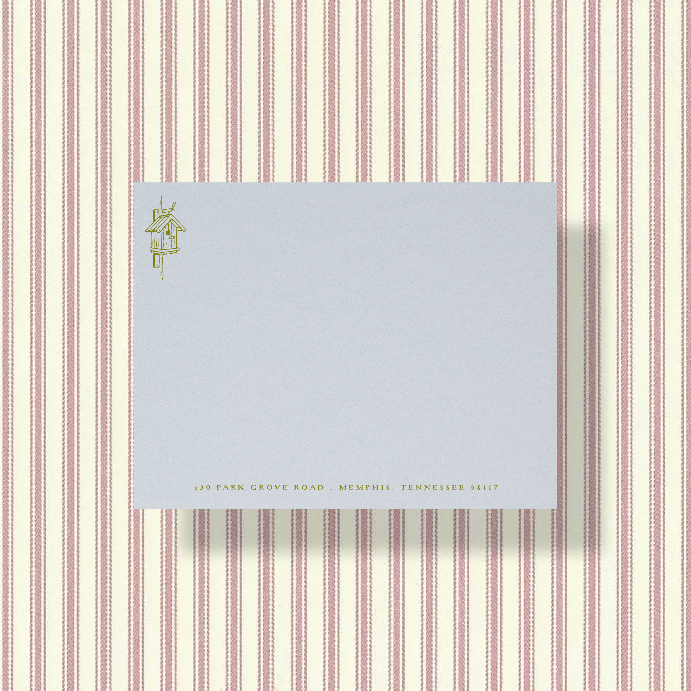 Vintage birdhouse personalized note cards with coordinating envelope