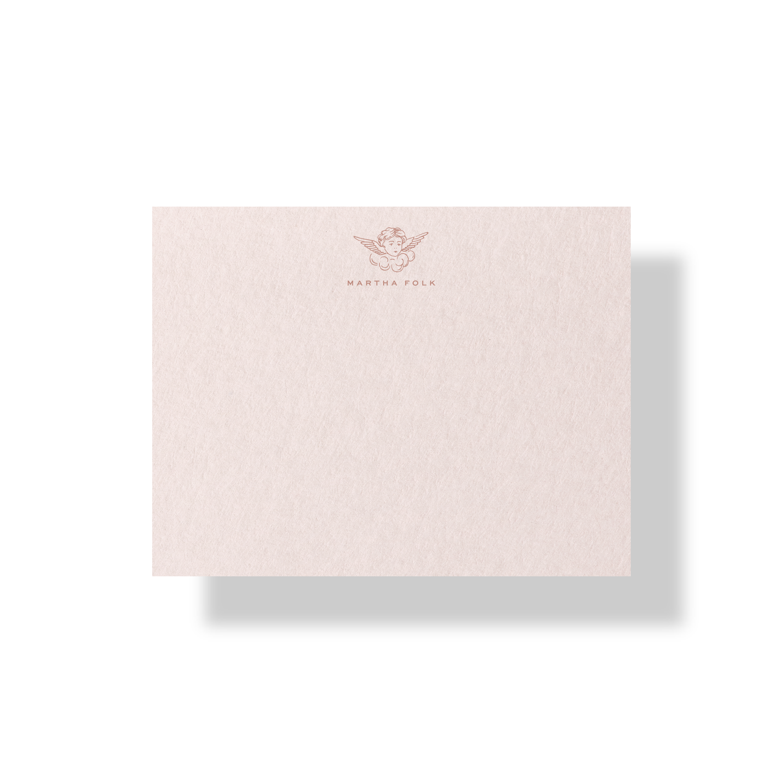 Personalized Cherub letterpress stationery with vintage angel motif