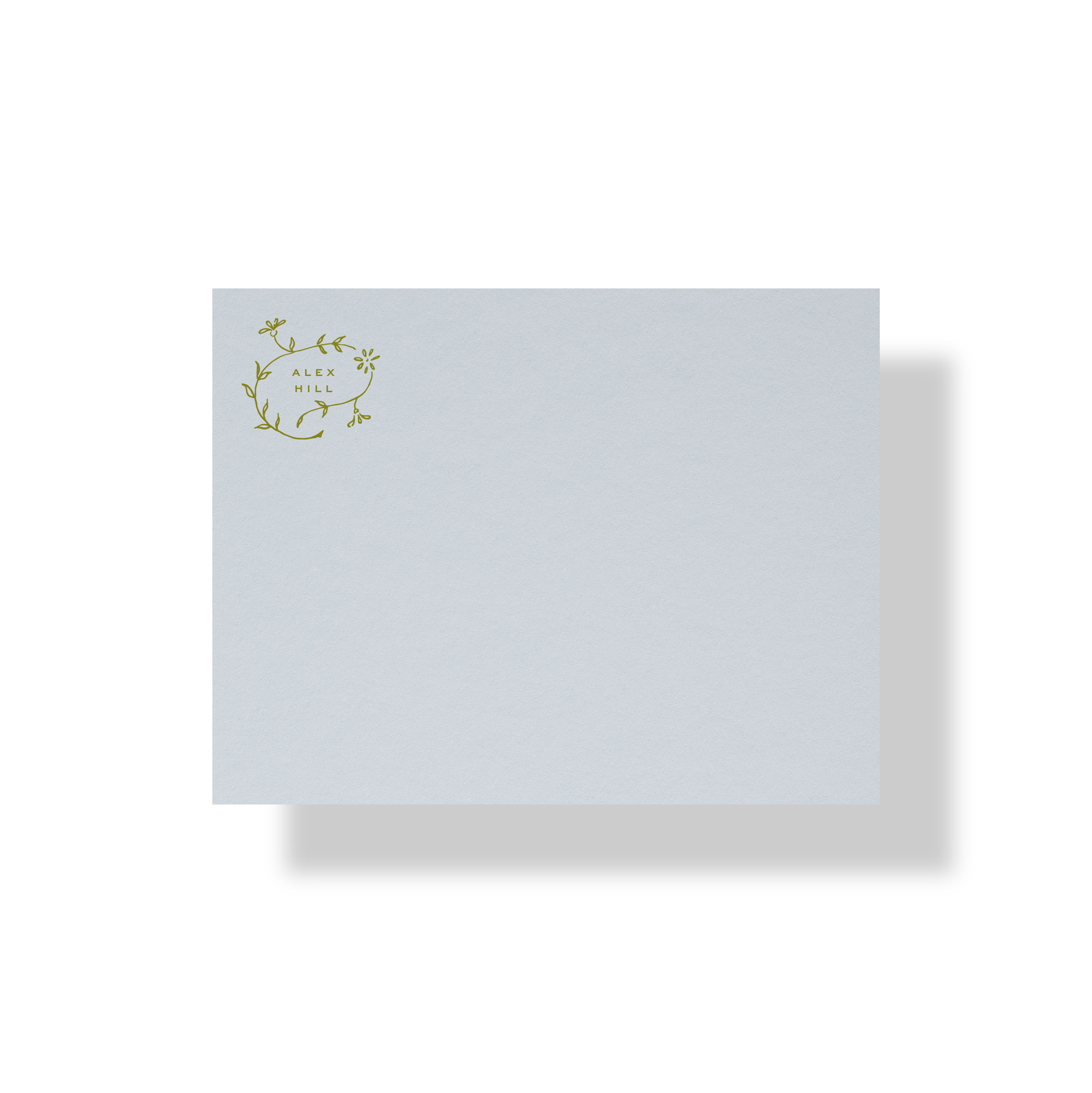Wildflower personalized letterpress stationery with floral wreath