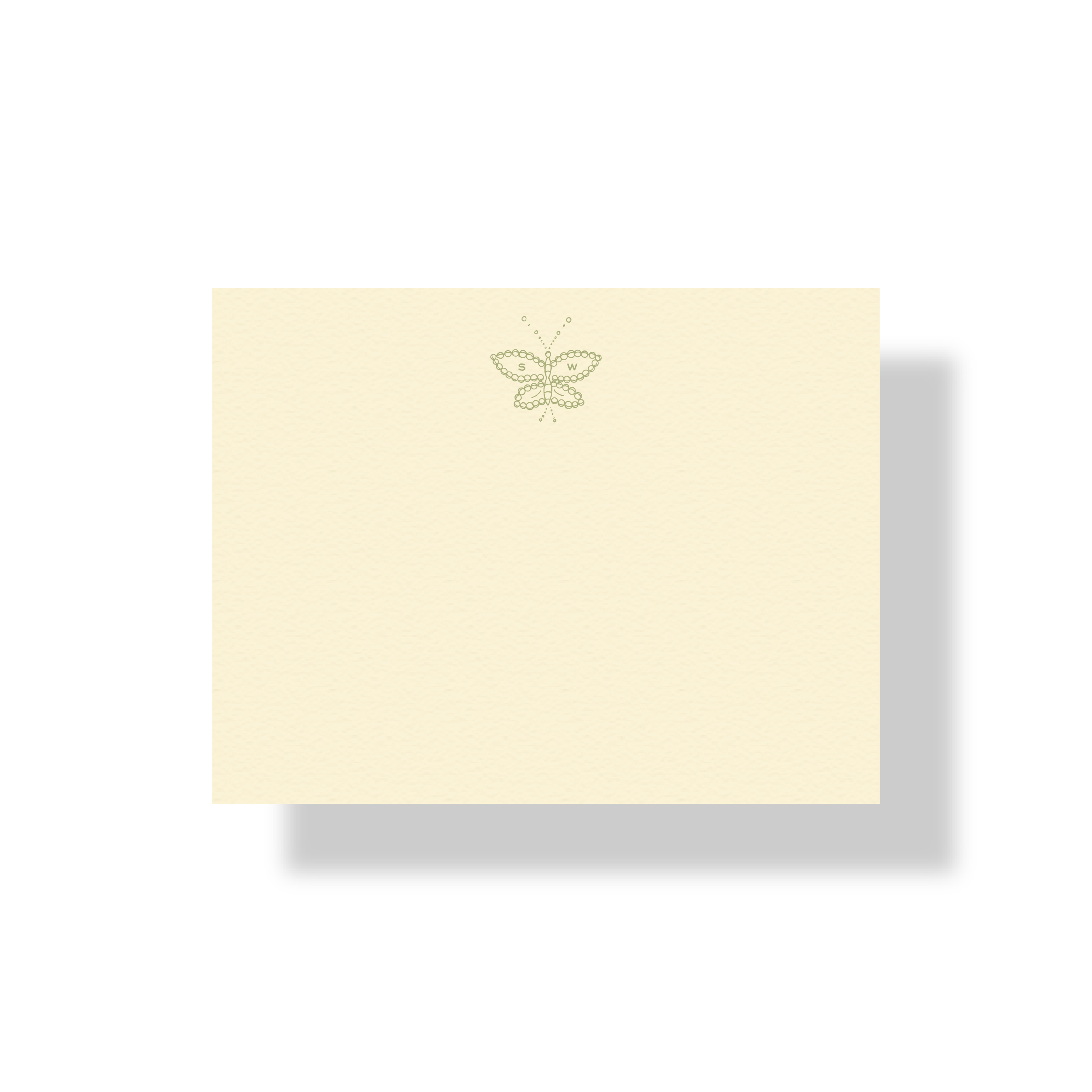 Butterfly personalized letterpress stationery with vintage butterfly motif