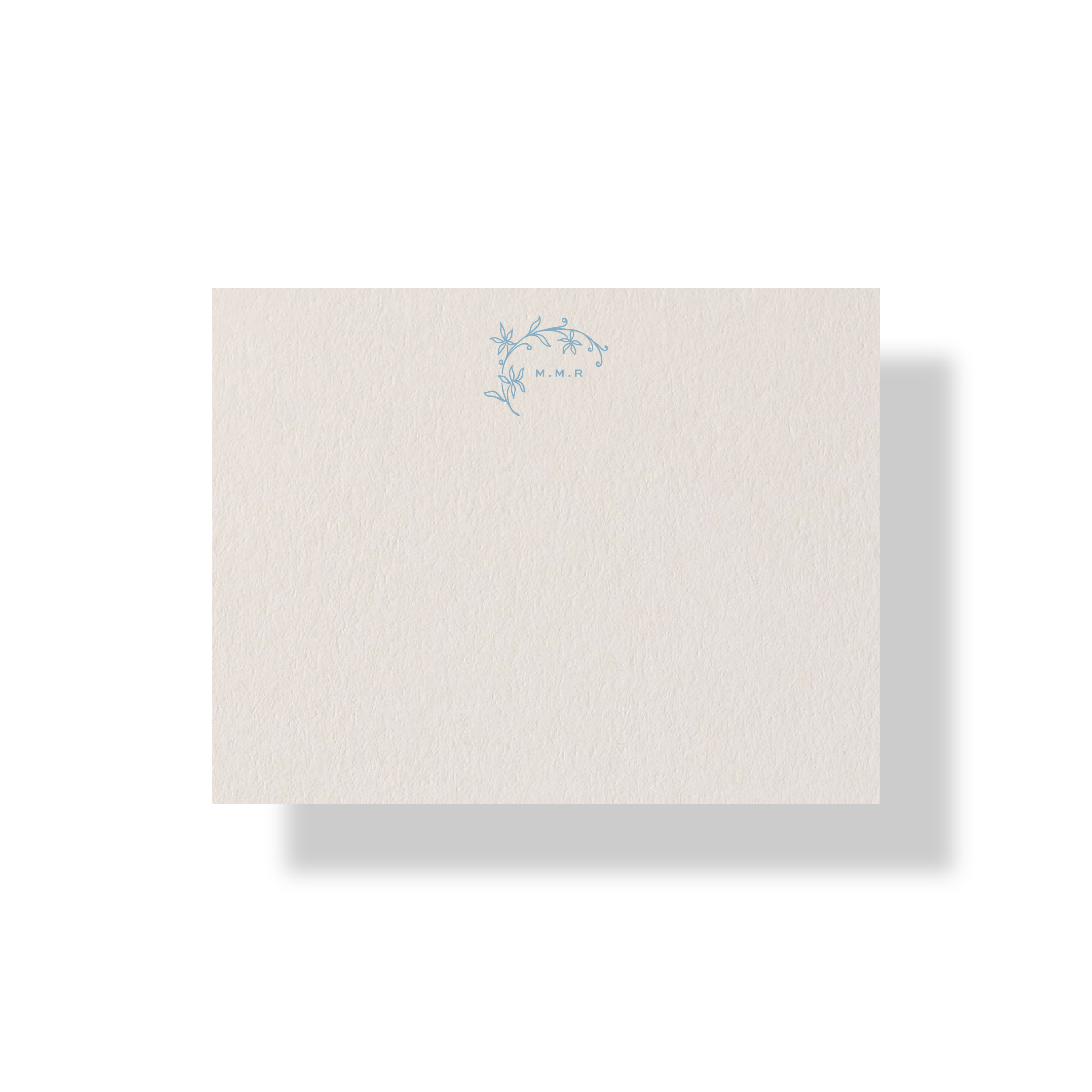 Bluebell personalized letterpress stationery with hand-drawn floral motif