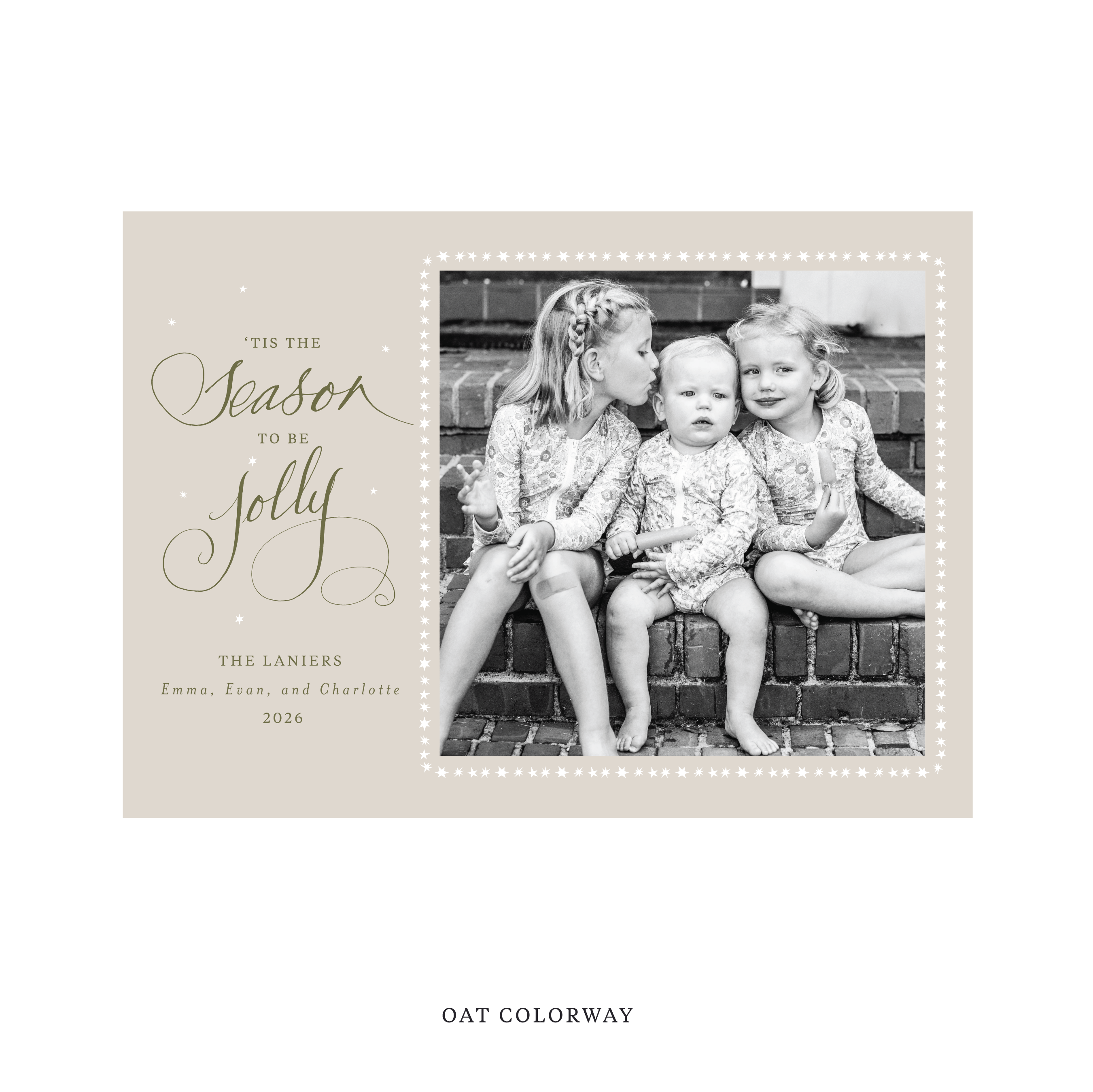 Lanier Classic Flat Print Holiday Card, Large