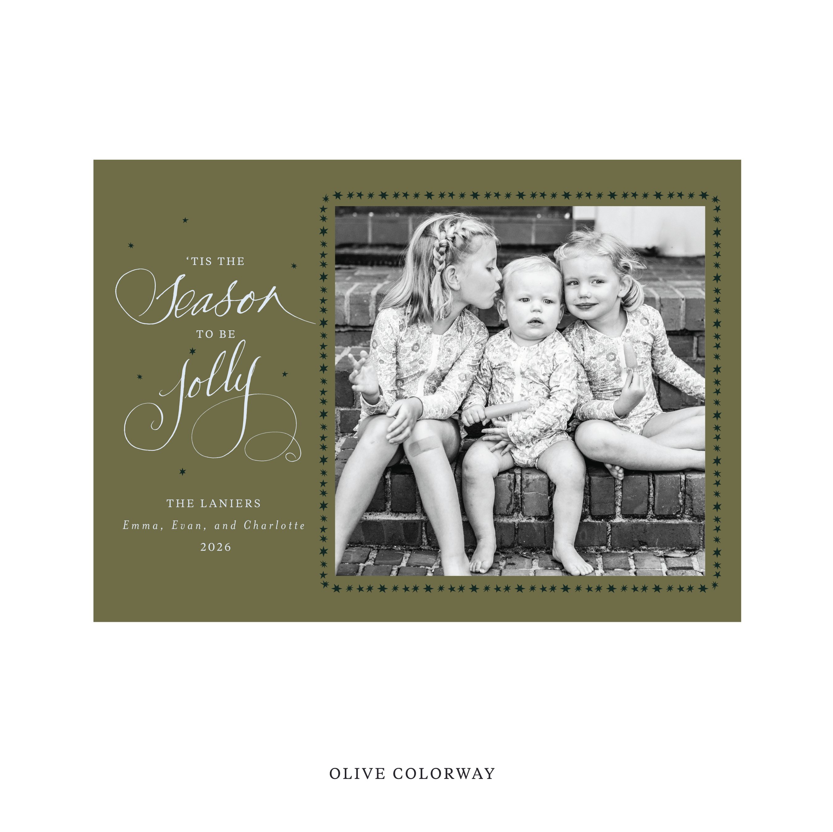 Lanier Classic Flat Print Holiday Card, Large